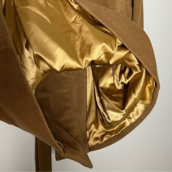 70s CASHMERE WRAP COAT TAN RELAXED MINIMALIST CUSTOM TAILORED XL HERMES XL - Picture 11 of 16